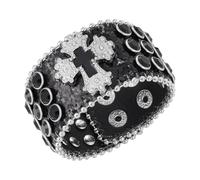 Eigso Strass Croce Bracciale per le donne Uomini Punk Bracciale in pelle per 70S 80S Party Bracciali borchiati