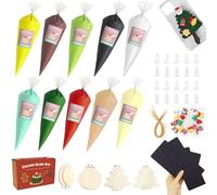 EIGTWEN Christmas Cream - Set di colle per cellulare, adatto per fai da te, fai da te, contiene 10 pezzi di pasta crema, 24 decorazioni natalizie, 6 magneti per frigorifero e ugelli