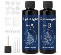 EIGTWEN Kit cianotipo da 250 ml, include 2 componenti per soluzione di cianotipo sensibilizzante per progetti fotografici su carta e tessuto, kit per stampa solare per progetti fai da te