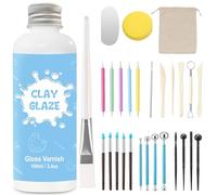 EIGTWEN Kit di 29 strumenti per argilla lucida e vernice lucida per argilla, protegge l'argilla dall'usura superficiale, gli strumenti per ceramica possono essere utilizzati per punteggiare,
