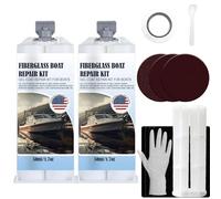 EIGTWEN Kit di riparazione in fibra di vetro, 100 ml, kit di riparazione per barche, kit in fibra di vetro può riparare rapidamente crepe, graffi, lacune, adatto per fibra di vetro, resina acrilica,