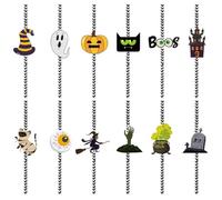 EIH1 48 Pezzi Cannucce di Halloween, 12 Diversi Modelli: Zucca, Castello, Gatto, Strega, ECC, cannucce USA e Getta per Halloween, Vacanze, Feste