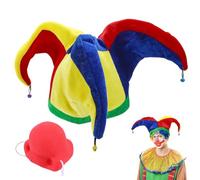 EIH1 Lustiges Kostüm Multicolour Jester Clown Mardi Gras Hut für Karneval Party Parade