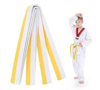 EIHI 1 Pezzi 240cm Cintura Judo Karate Sportive Arti Marziali Cinture Taekwondo Professionale Aikido Cintura Poliestere Cintura Bambini Adulti Cintura Arti Marziali,Cintura Karate(Bianco+Giallo)