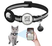 EIHI 1 Pezzo Animale Domestico Collare Anti-Smarrimento con Localizzatore GPS, Compatibile con Custodia Airtag,Scansiona il Codice per Registrarti, Per Gattini e Cuccioli (Nero)