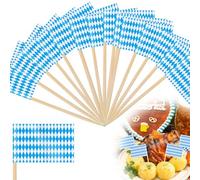 EIHI 100 Pezzi Bandiera Stuzzicadenti da Cocktail, Mini A Scacchi Blu e Bianchi Bandiera Stuzzicadenti, Oktoberfest, Cocktail Stick Bandiere per Panini Frutta, stuzzicadenti decorativi