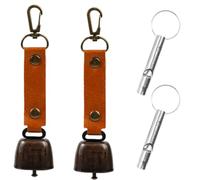 EIHI 2 Campane a Forma di Orso con fischietti e Portachiavi in Pelle PU, Campane per l'escursionismo e fischietti rumorosi, Campane per Cani