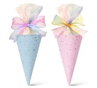 EIHI 2 Pezzi Coni portaconfetti, Coni per confetti, Coni per confettata, Sacchetto Regalo per la Scuola (Blu + Rosa)