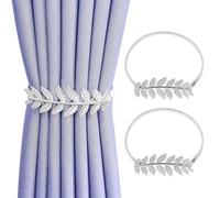 EIHI 2 Pezzi Fermatende per Tende, Ferma tende, Fermatende e raccogli tenda, Fermatenda argento per Tende Creativi Fermatenda per Tende a Foglia Clip per Tende Corda Regolabile Fermatenda