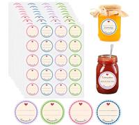 EIHI 200 Pezzi Etichette Autoadesive per Marmellate,Etichette Adesive per Barattoli,4 Colori,Adesivi Decorativi, Ø 38 mm,Rotonde,Rimovibili,per Scrivere Barattoli di Conserve,Etichette per Spezie