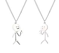 EIHI 2pcs Collana con Dito Medio in Argento, Più di un cuore Collana con scarabocchi Divertenti, ciondoli con Dita abbinate, collane con gesti delle Mani, Collana con Ciondolo con Faccina Sorridente