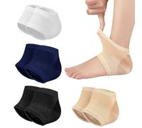 EIHI 4 pezzi di calzini in gel per tallone, in silicone, per la cura dei piedi, per pelle dura e screpolata, talloni screpolati（Nero + Bianco + Colore della pelle + Blu scuro）