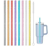 EIHI 8 Pezzi Cannucce plastica Riutilizzabili, Cannucce Lunghe Scintillanti 12 Pollici Cannucce di Plastica Spesse Riutilizzabili Cannucce Colorate Trasparenti con 1 Spazzola per La Pulizia