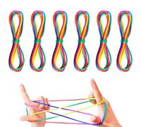 EIHI Giochi di Corda Mano, 6 PCS Finger String Game Rainbow Rope, Finger Twist Gioco A Filo, Rainbow Rope, Cats Cradle String, Finger Game per Ragazzi e Ragazze 5+, Ottimo Come Piccolo Regalo