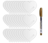 EIHI Marcatore per Bevande In Acrilico Etichetta - 30 pezzi segna bicchieri calici con 1 pennarello - segnabicchieri per calici da champagne,cocktail,martini,bar,feste(cuore,trasparente)