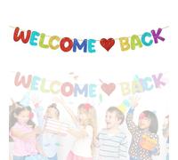 EIHI Striscione glitterato con scritta "Welcome Back", bentornato,da appendere, per feste di ritorno a casa, pensionamento, decorazione per il primo giorno di scuola, feste, aule (multi)