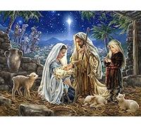 Eiialerm timbrato punto croce Kits Religione Vergine Maria fai da te Pre-Stampato ricamo Starter Kit per i Principianti-40x50cm(Tela prestampata 11CT)