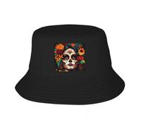 EIILBEIS Cappello da Sole Unisex Cappello da Sole Messicano Personalizzato Catrina Sugar Skull Lady Bucket Hat per Le Donne degli Uomini Stampato Estate Spiaggia Sole Campeggio cap Regalo
