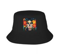 EIILBEIS Cappello da Sole Unisex Personalizzato Messicano Catrina Sugar Skull Lady Bucket Hat Donna Uomo Outdoor Sun Summer Camping cap Regalo