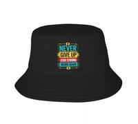 EIILBEIS Cappello da Sole Unisex Personalizzato Non Rinunciare Mai Rimanere Forte Lavoro Duro Cappello da Secchio Donna Uomo Sole All'aperto Estate Pesca cap Regalo