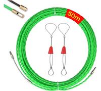 EIKEJI Sonda Passacavi Professionale,Sonda Elettricista 4.5mm 50 Metri,Sonda Tiracavi Con 2 Molla Di Guida,Sonda Tiracavi Cavo,Estrattore Cavi Per Cavi Elettricista (Verde)