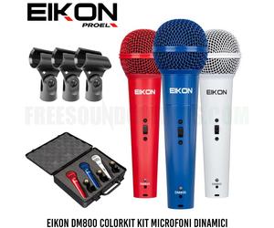 Eikon DM800 COLORKIT Kit Microfoni Dinamici COLOR EDITION + SUPPORTI VALIGETTA
