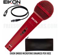 EIKON DM800RD Microfono Dinamico per Voce + Cavo Colore ROSSO per karaoke