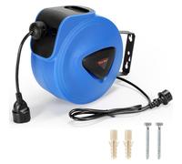 Eikuavons Avvolgicavo da 20 m, con avvolgimento automatico, girevole a 180°, cavo di alimentazione da 1,5 m, supporto da parete per officina, avvolgitubo automatico