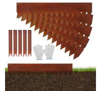 Eikuavons Bordo per prato, 100 x 20 cm, in metallo, con denti taglienti, bordo flessibile per aiuole con clip e guanti, per giardini, sentieri, ruggine (lunghezza 40 m, altezza 20 cm)
