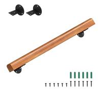 Eikuavons Corrimano in legno di pino, 100 cm, ringhiera montata a parete, per scale, semicircolare, in legno, antiscivolo, con supporti a parete, materiale di montaggio, noce chiaro