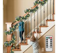 Eikuavons Ghirlanda natalizia artificiale, 5 m, con illuminazione, 100 LED, luce bianca calda, con decorazione, modalità USB 8, ghirlanda di luci natalizie
