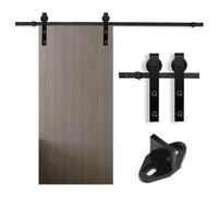 Eikuavons Set di raccordi per porte scorrevoli, 5 ft (152 cm), con rotelle e binario, capacità di carico 150 kg, guida scorrevole per porta singola in legno, porta rettangolare