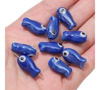 EILJSF 19 * 10mm 30 Pezzi Colori Misti Perline di Porcellana Pesce Placcatura in Colore UV Perline Ceramica Pesce Perline di Ceramica in Porcellana Evil Eye Gioielli Collana Braccialetti