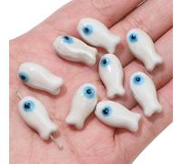 EILJSF 19 * 10mm 30 Pezzi Colori Misti Perline di Porcellana Pesce Placcatura in Colore UV Perline Ceramica Pesce Perline di Ceramica in Porcellana Evil Eye Gioielli Collana Braccialetti