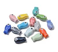 EILJSF 19 * 10mm 30 Pezzi Colori Misti Perline di Porcellana Pesce Placcatura in Colore UV Perline Ceramica Pesce Perline di Ceramica in Porcellana Evil Eye Gioielli Collana Braccialetti