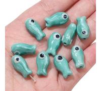 EILJSF 19 * 10mm 30 Pezzi Colori Misti Perline di Porcellana Pesce Placcatura in Colore UV Perline Ceramica Pesce Perline di Ceramica in Porcellana Evil Eye Gioielli Collana Braccialetti