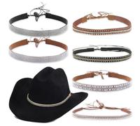 EILPIYIT 6 accessori per cappelli da cowboy per donne e uomini, fasce da cowgirl cappelli in stile occidentale