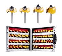 EilxMag Set di punte per router da 100 pezzi, codolo da 1/4", con custodia in alluminio, punte per router in carburo di tungsteno per la lavorazione del legno