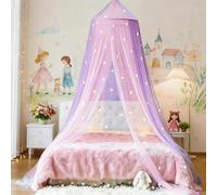 Eimilaly Baldacchino bicolore che si illumina al buio rosa e viola, zanzariera per camera delle ragazze, porta singola