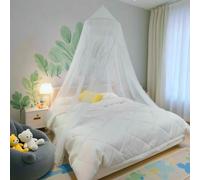 Eimilaly Zanzariera a baldacchino per letto, baldacchino per la decorazione della camera delle ragazze - baldacchino per adulti, bambini, campeggio all'aperto, White