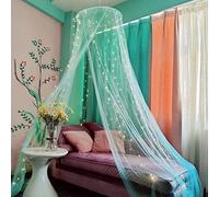 Eimilaly Zanzariera a baldacchino per letto con 250 pezzi di luci colorate per tende, baldacchino per camera delle ragazze o festa a tema, Green/Warm White Lights