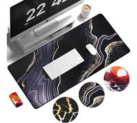 EIMMBD Grande tappetino per mouse, tappetino per mouse da gaming, tappetino per mouse da gioco, 80 x 30 cm, con base antiscivolo da 3 mm, per gaming, casa, ufficio, lavoro (marmo nero e oro)
