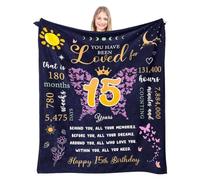 EIMOPE Coperta di compleanno per ragazza di 15 anni, regalo unico in flanella personalizzata per ragazze che compiranno 15 anni