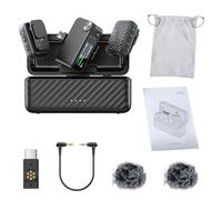 EIMSOAH Microfono Lavalier Wireless, Riduzione del Rumore di 40 DB Basata Sull'intelligenza Artificiale, Registrazione Interna a 32 Bit Float, Spazio di Archiviazione da 8 GB, per (BOYAMICO 2-02)