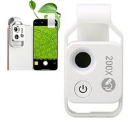 EIMSOAH Mini Microscopio Tascabile per Telefono 200X con Lente CPL (Bianca) | Illuminazione LED Integrata, Batteria Ricaricabile da 110 MAh, Compatibile con il 99% di Smartphone, Nessuna App Necessaria