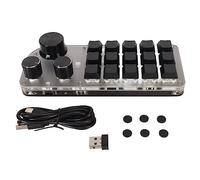 EIMSOAH Mini Tastiera USB a 15 Tasti con 3 Manopole Tipo C Cablata Bluetooth 2.4G Wireless Tre modalità di Connessione Tastiera Programmabile Fai-da-te per Giochi da Ufficio Supporti