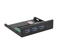 EIMSOAH Pannello Scheda di Espansione Durevole USB 3.0 + USB 3.1 Tipo C per Pannello Frontale del PC, Dashboard Multimediale, Lega di Alluminio Nera