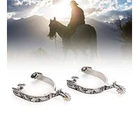 EIMSOAH Speroni da Cavallo in Acciaio Inossidabile Argento da 2 Pezzi, con Motivo, Speroni da Cowboy, Speroni da Stivale, Speroni in Metalab, per Allenamento e Competizione