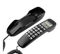 EIMSOAH Telefono con Filo, Mini Telefono Fisso Portatile Multifunzionale, Display LCD con Doppio ID Chiamante 38 Memorie in Entrata per Home Office Hotel (Nera)