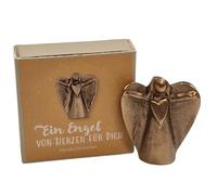 Ein Engel von Herzen für Dich Spruch mit SchutzEngel Liebe Figur aus echtem Massiviver Bronze 3,2 x 3,8 cm aus der Werkstatt von Andrea Zrenner
